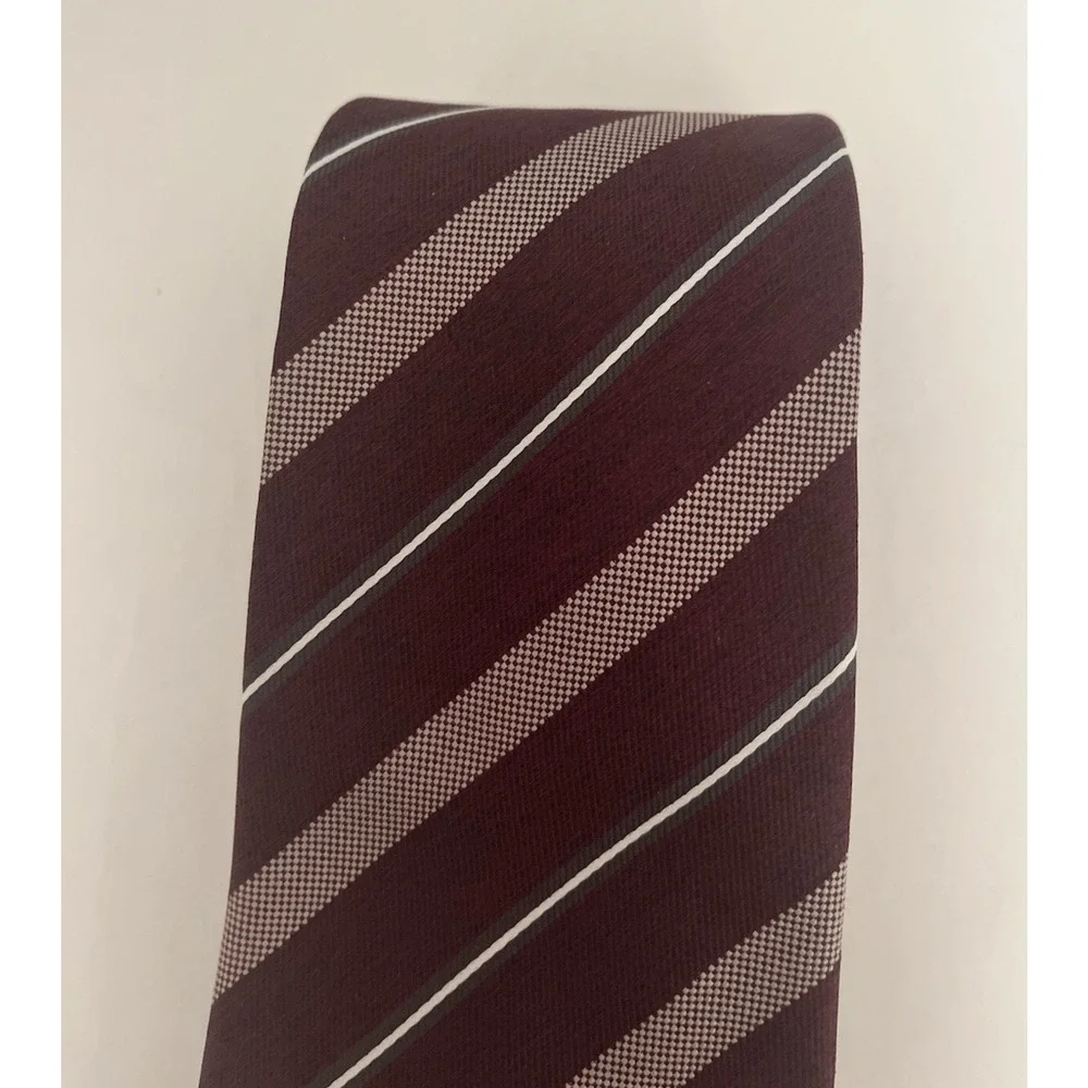 ARMANI COLLEZIONI MEN'S STRIPE TIE, MAROON, 3 1/4